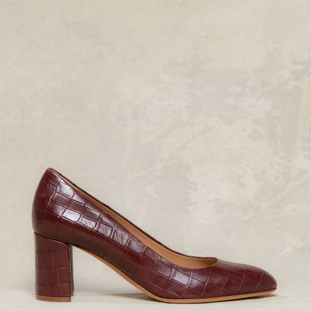 M. Gemi Lustro 70 mm Rare Bordeaux Croc Print Size 36